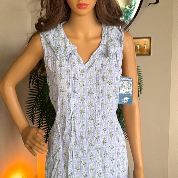 Brand New April Cornell Light Blue Forget Me Not Dress Midi Sleeveless Floral - Picture 3 of 15